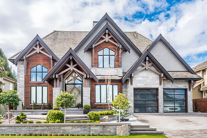 Beautiful exterior of newly built luxury home.